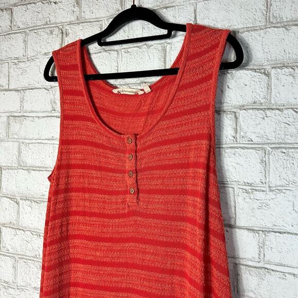 Soft Surroundings Orange Dress Tivoli Knit Maxi Sleeveless Button Stripe Beach M - Picture 4 of 6
